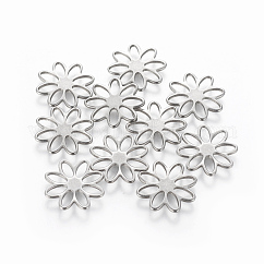 変色しにくい201ステンレススチールリンクコネクター  花  ステンレス鋼色  15.5x1mm