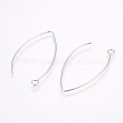 変色しにくい304ステンレススチールフープピアス  水平ループ付き  ステンレス鋼色  41x22x0.8mm  20ゲージ  穴：2.3mm&nbsp;STAS-K148-10