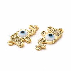 Rack Plating Real 18K Gold Plated Brass Micro Pave Clear Cubic Zirconia Connector Charms&nbsp;ZIRC-L102-05G-01