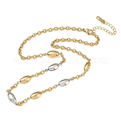 Two Tone 304 Stainless Steel Oval Link Chain Necklaces for Women&nbsp;NJEW-A074-07GP