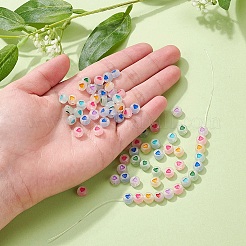 300個の蓄光アクリルビーズ  ハート付きフラットラウンド  ミックスカラー  7x3.5~4mm  穴：1.2mm&nbsp;MACR-YW0001-38