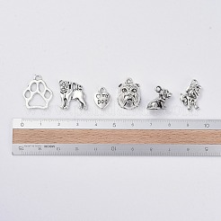 チベット風合金子犬ペンダント  ブルドッグのテーマ  私の犬の言葉で犬と心  アンティークシルバー  24個/セット&nbsp;TIBEP-X0185-78