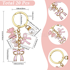20Pcs Bowknot Alloy Enamel Keychain&nbsp;KEYC-SC00062