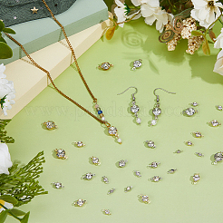 200個 10スタイル アイアンクリスタルラインストーンコネクターチャーム  フラットラウンドいリンク  ミックスカラー  7~14x3~8x3~6mm  穴：1~1.4mm  20個/カラー&nbsp;FIND-FH0011-97