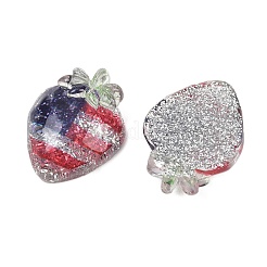 Independence Day Transparent Epoxy Resin & Glitter Powder Cabochons&nbsp;RESI-G132-01B