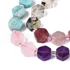 Natural Lapis Lazuli & Amethyst & Rose Quartz & Amazonite & Prehnite & Strawberry Quartz & Sunstone 7 Chakra Beads Strands&nbsp;G-P534-A27-02