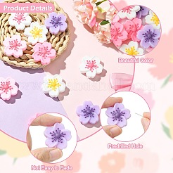 10個5色シリコンビーズ  花  ミックスカラー  28x28.5x9.5mm  穴：2mm  2個/カラー&nbsp;SIL-CJ0003-17