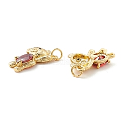 Rack Plating Brass Micro Pave Red Cubic Zirconia Pendants&nbsp;KK-D073-20G