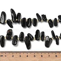 天然石ブラックトルマリンビーズ連売り  チップ  トップ掘削  シードビーズで  13~20x6~10x5~8mm  穴：1.2mm  約46~47個/連  15.55''~15.75''（39.5~40センチメートル）&nbsp;G-Z130-A03-02