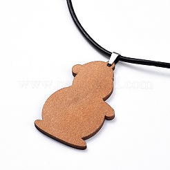 Printed Basswood Pendant Necklaces&nbsp;NJEW-JN02411-01