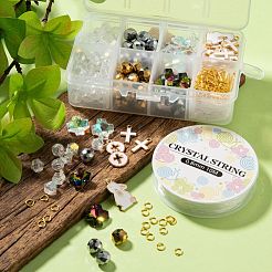 DIYイースターをテーマにしたイヤリング作成キット  ガラスビーズ＆チャームを含む  合金エナメルチャーム  鉄のピアスフック＆エンドチェーン＆ジャンプリング  真鍮のピン  弾性水晶の線  ミックスカラー  ビーズ：約130個/セット&nbsp;DIY-LS0003-84