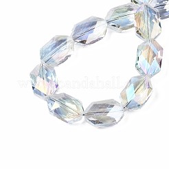 電気メッキガラスビーズセット  ABカラーメッキ  多面カット  オーバル  ホワイト  12x8x5mm  穴：1mm  約59~60個/連  27.95~28.35インチ（71~72cm）&nbsp;EGLA-S194-16A