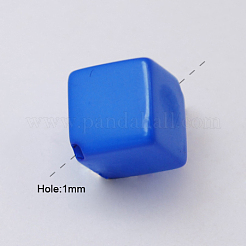 不透明なアクリルビーズ  キューブ  ブルー  8x8x8mm  穴：1mm  約880個/500g&nbsp;SACR-R712-7