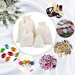 40Pcs 4 Sizes Polyester Imitation Burlap Packing Pouches Drawstring Bags&nbsp;ABAG-NB0001-66