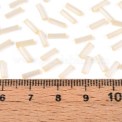 ガラス竹ビーズ  模造キャットアイ  ナバホホワイト  6.5~7x1.5~2mm  穴：0.8~1mm  約1515個/50g&nbsp;X-SEED-N007-28N
