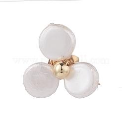 女性用真鍮ピン付きシェルパールフラワースタッドピアス  ホワイト  16.5x16mm  ピン：0.7mm&nbsp;EJEW-JE04829