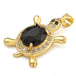 Tortoise Rack Plating Brass Micro Pave Cubic Zirconia Charms&nbsp;KK-G513-78A-03G