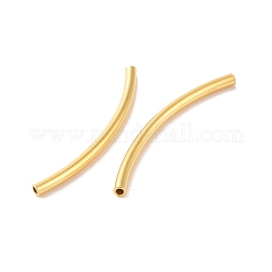 925純銀製のチューブビーズ  カーブチューブ  18KGP本金メッキ  25x1.5mm  穴：1mm  約42個/10g&nbsp;STER-D035-12G-03