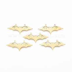 ステンレスペンダント201個  バット  ハロウィンスタイル  18KGP本金メッキ  16x39x1mm  穴：1.4mm&nbsp;STAS-N090-LA922-2