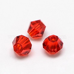 模造5301ダブルコーンビーズ  透明ガラスファセットビーズ  暗赤色  4x3mm  穴：1mm  約720個/袋&nbsp;GLAA-F026-A16