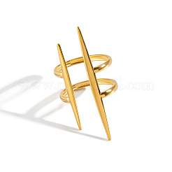 Parallel Line 304 Stainless Steel Open Cuff Rings for Women&nbsp;CS1853-1