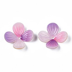 プラスチックビーズ  花  スレートブルー  19x19x5mm  穴：1.4mm&nbsp;KY-N015-64B