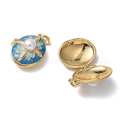 Brass Enamel Locket Pendants&nbsp;KK-F923-02B-G