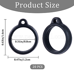 20 個のシリコンペンダント  電子スタイラス＆ライター製造用  リング  ブラック  16x12x6mm  穴：2.5mm  内径：8mm&nbsp;SIL-GF0001-32C