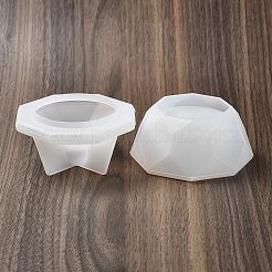 ファセット八角形 DIY シリコンキャンドルカップ金型  収納ボックス金型  樹脂セメント石膏鋳型  ホワイト  83x83~84x41.5~43mm  2個/セット&nbsp;DIY-P078-07