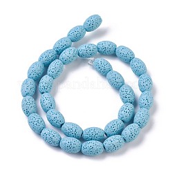 天然溶岩岩ビーズ連売り  染め  オーバル  ミックスカラー  12x8.5~9mm  穴：1.6mm  約32~33個/連  15.5~15.7インチ（39.5~40cm）&nbsp;G-F643-A-M