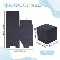 折りたたみ紙製ジュエリー梱包箱20個  正方形  ブラック  10x10x10cm&nbsp;CON-PH0003-71B-01