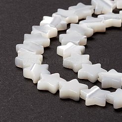 天然トロチッドシェル/トロカスシェルビーズ  スター  貝殻色  8x8.5x2.5~3mm  穴：0.8mm  約55個/連  15.55インチ（39.5cm）&nbsp;SSHEL-O001-25B-02