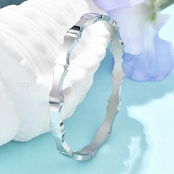 女性用竹ジョイント 304 ステンレススチール バングル  ステンレス鋼色  内径：2x2-3/8インチ（4.95x6cm）&nbsp;BJEW-Z092-01P