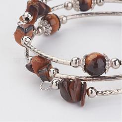 Three Loops Wrap Natural Tiger Eye Beads Bracelets&nbsp;BJEW-JB02922-04