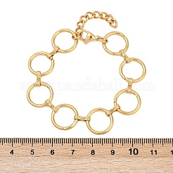 女性用304ステンレススチールリングリンクチェーンブレスレット  18KGP本金メッキ  5-7/8インチ（15cm）&nbsp;BJEW-C104-01A-G