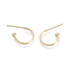 304ステンレススチールピアスフック  24KGP本金メッキ  12.5x18.5x2.5mm  ピン：0.8mm&nbsp;STAS-K211-01G