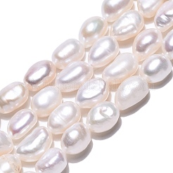 天然養殖淡水パールビーズ連売り  研磨両側  乳白色  7~8.5x6~7x4~6mm  穴：0.6mm  約23個/連  7.09''（18センチメートル）&nbsp;PEAR-N014-06E-01