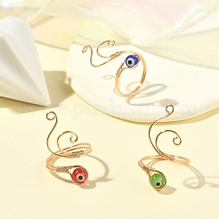 Copper Wire Wrap Open Cuff Rings&nbsp;RJEW-JR00562-02