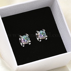 925 Sterling Silver Moissanite Rhinestone Stud Earrings&nbsp;EJEW-U042-02P