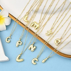 頭文字真鍮ペンダントネックレス1個  バルーンバブルレターネックレス  18KGP本金メッキ  V字  17.52インチ（44.5cm）&nbsp;NJEW-YW0001-24V