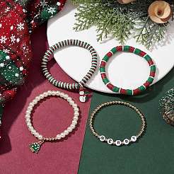 4Pcs 4 Style Polymer Clay Stretch Bracelets Set&nbsp;BJEW-TA00496