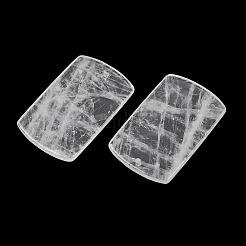 天然石クオーツクリスタルペンダント  ロッククリスタルの長方形チャーム  40x25x3.5mm  穴：1.6mm&nbsp;G-K354-14A