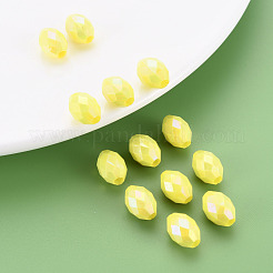 不透明なアクリルビーズ  染め  ABカラー  多面カット  オーバル  きいろ  12x8mm  穴：2.5mm  約1120個/500g&nbsp;TACR-S153-32I-07