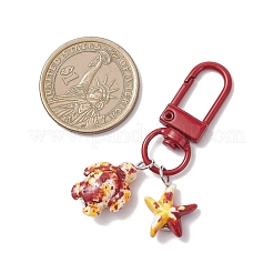 ターコイズペンダント装飾5個（カメとヒトデ）  合金回転式ナスカン付き  ミックスカラー  55.5mm&nbsp;HJEW-JM04263