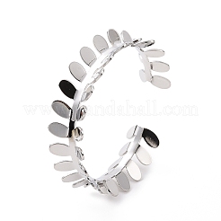 Brass Leafy Branch Open Cuff Bangle for Women&nbsp;BJEW-F445-17P