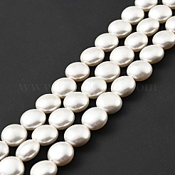 電気めっきシェルパールビーズ連売り  洗練された  フラットラウンド  ミックスカラー  9.5~10x5~5.5mm  穴：1mm  約41個/連  16.14インチ（41cm）&nbsp;BSHE-G027-04