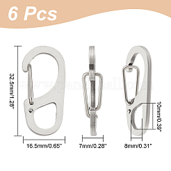 6Pcs 202 Stainless Steel Keychain Carabiner&nbsp;STAS-UN0047-09