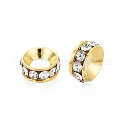 Brass Rhinestone Rondelle Space Beads&nbsp;RB-N054-01G