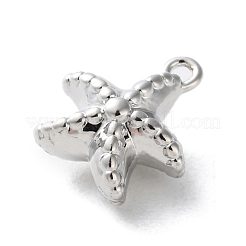 真鍮製チャーム  カドミウムフリー＆ニッケルフリー＆鉛フリー  ヒトデ  プラチナ  10x9x5mm  穴：1mm&nbsp;LS-KK-S513-03E-P