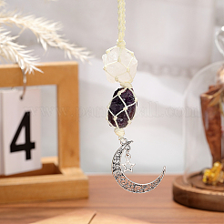 Nuggets Natural Quartz Crystal & Amethyst Pouch Pendant Decorations&nbsp;HJEW-WH20002-03F